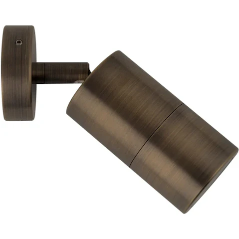 IP65 Single Adjustable 12V MR16 Round Back Plate Pillar Light - Rustic Brass
