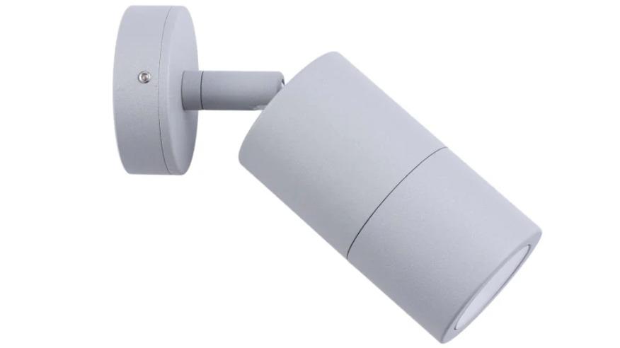 IP65 Single Adjustable GU10 Round Back Plate Pillar Light - Matte Grey