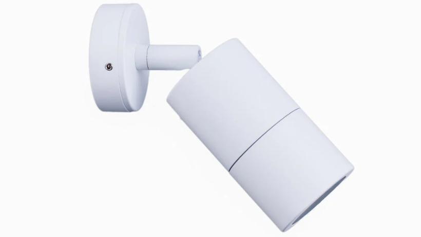 IP65 Single Adjustable GU10 Round Back Plate Pillar Light - White