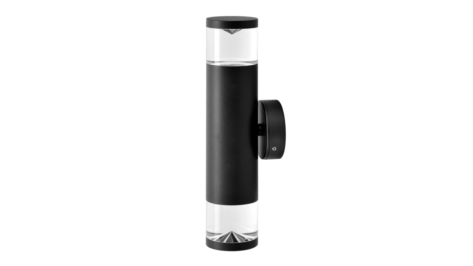 Phare IP65 Up/Down 12V MR16 Round Back Plate Anti-Glare 2 Glass Pillar Light - Black