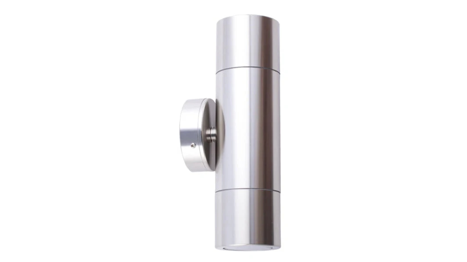 IP65 Up/Down GU10 Round Back Plate Pillar Light - Shiny Silver