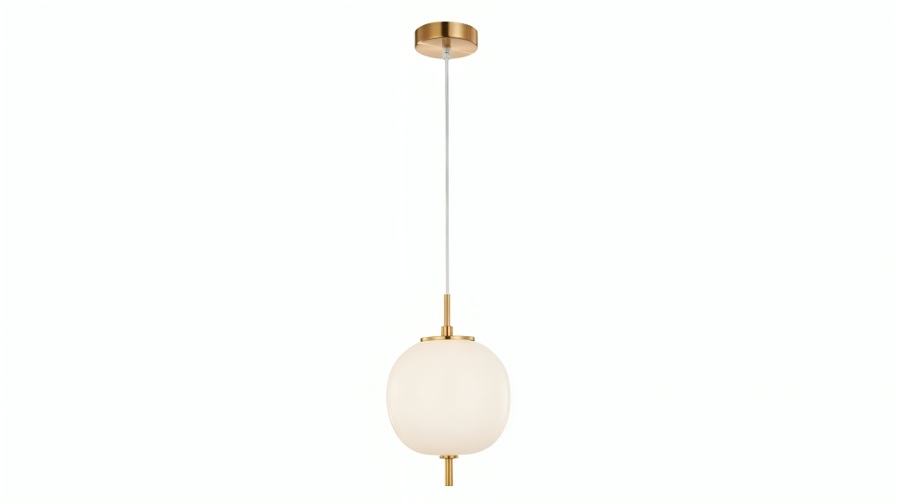 CLA Pino Round Opal (Matte Finish) Glass with Brass Highlight Pendant Light