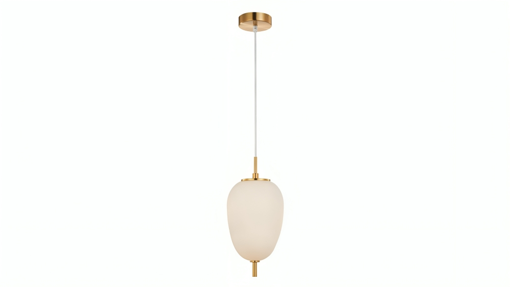 CLA Pino Oval Opal (Matte Finish) Glass with Brass Highlight Pendant Light