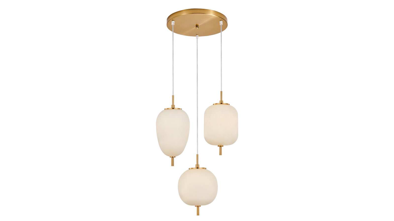 CLA Pino Pendant Light Opal Matte Finish Glass with Brass Highlight Round Base