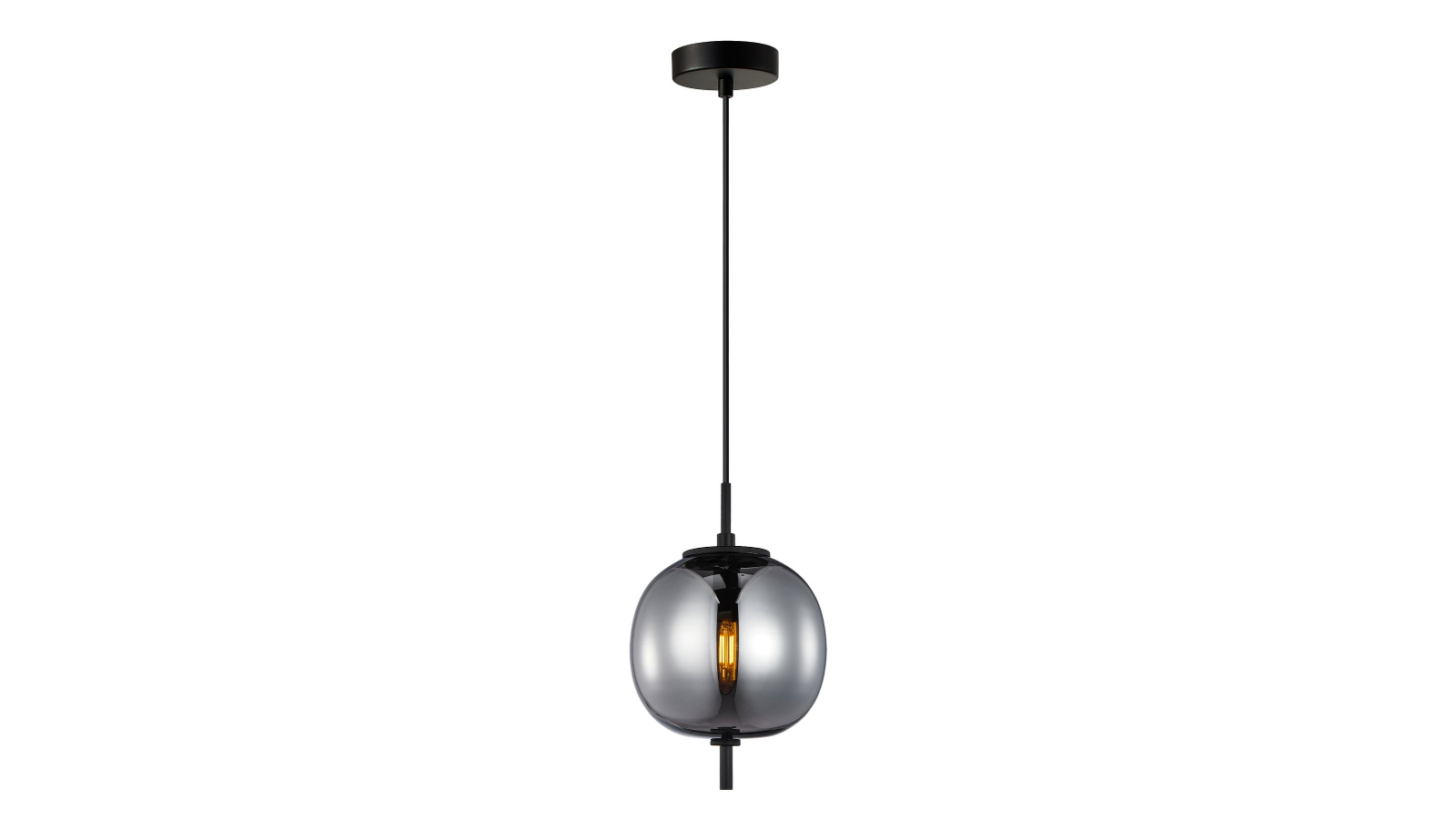 CLA Pino Pendant Light Round Smokey Black Mirror Finish Glass with Black Highlight