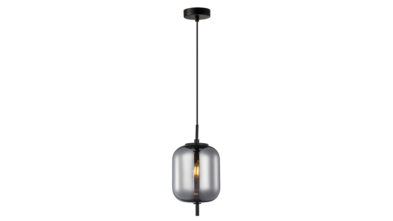 CLA Pino Pendant Light Jar Smokey Black Mirror Finish Glass with Black Highlight
