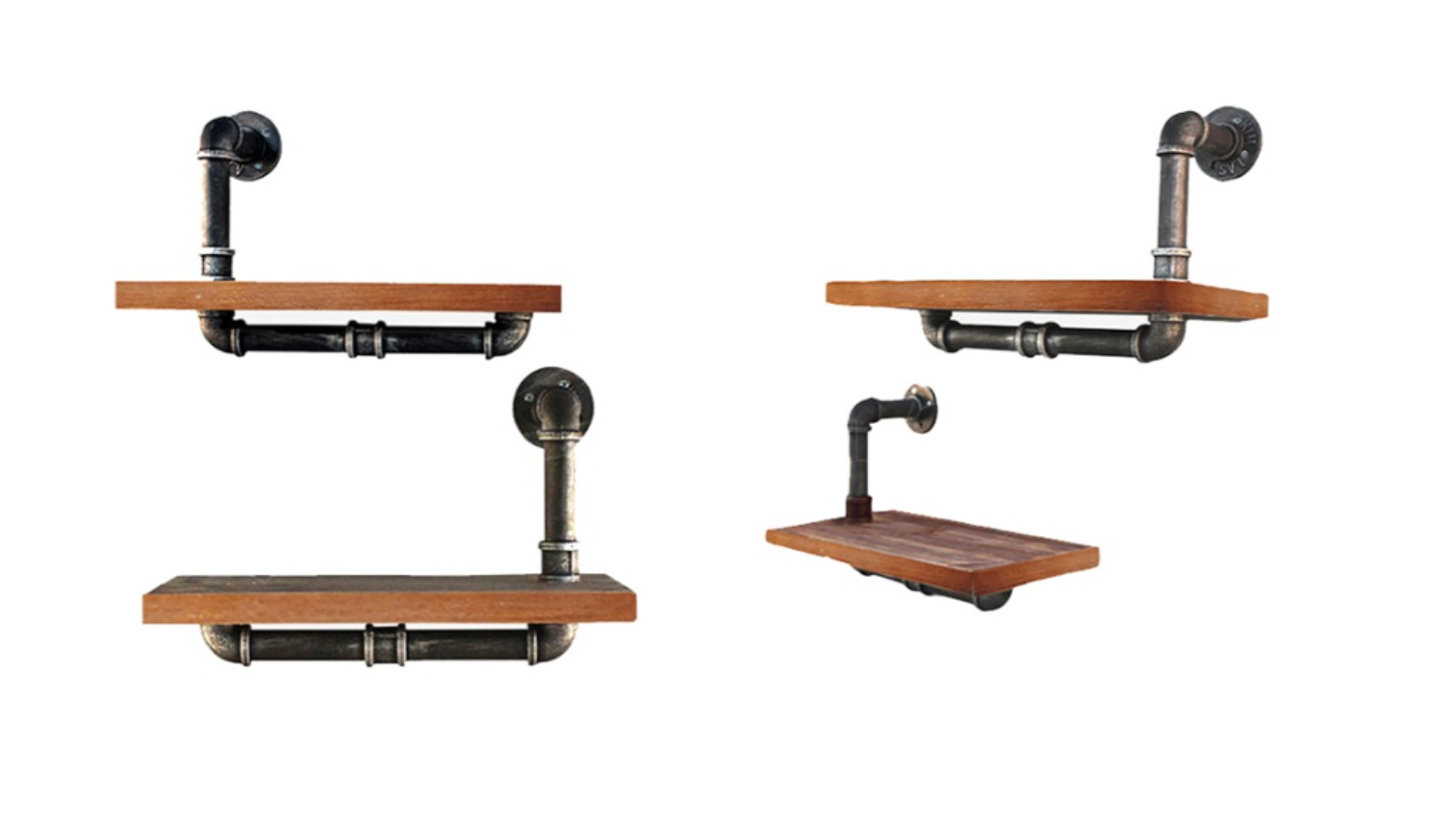 Artiss DIY Pipe Shelves Wall Bracket Display Rustic Industrial Bookshelf