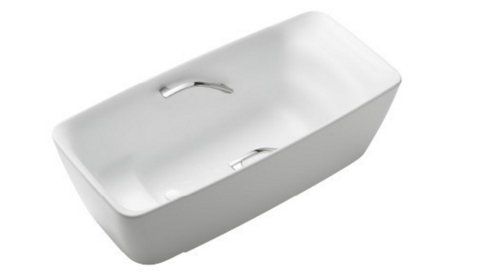 Toto Galalato 1700 Marble Freestanding Bath with Silver Grips - Matte White