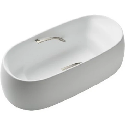 Toto Galalato 1695 Marble Freestanding Bath with Brushed Nickel Grips - Matte White