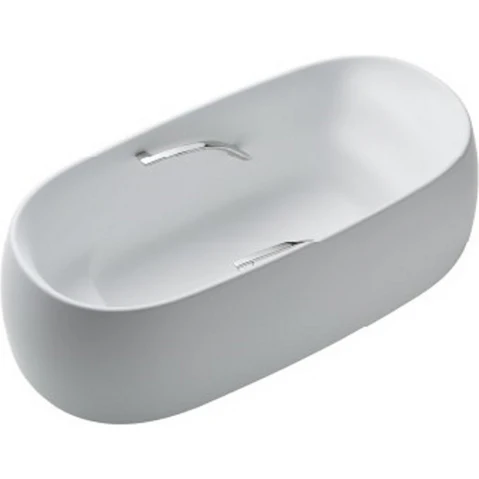 Toto Galalato 1695 Marble Freestanding Bath with Silver Grips - Matte White
