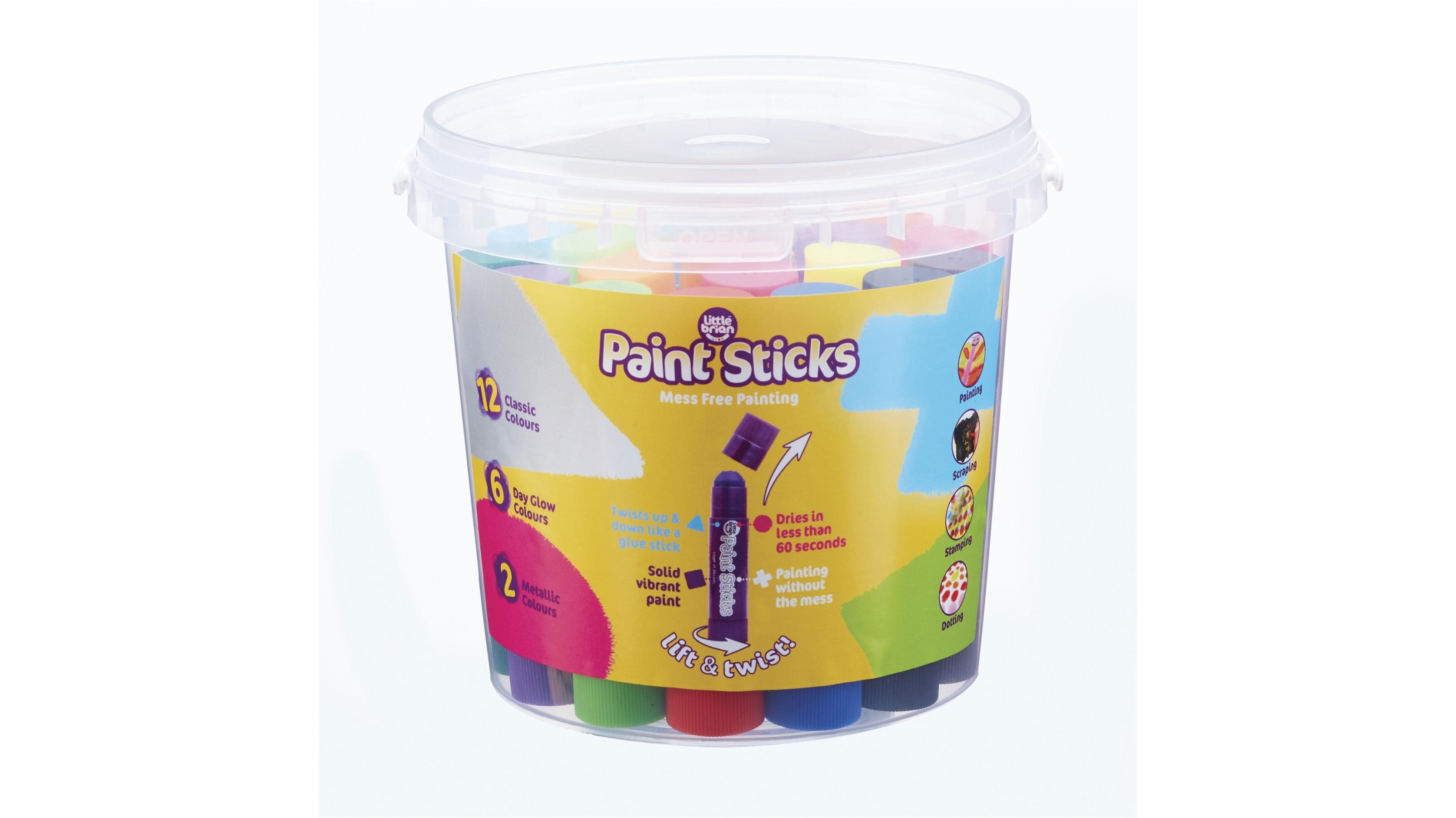 Little Brian Paint Sticks Bucket - Assorted 20 pk