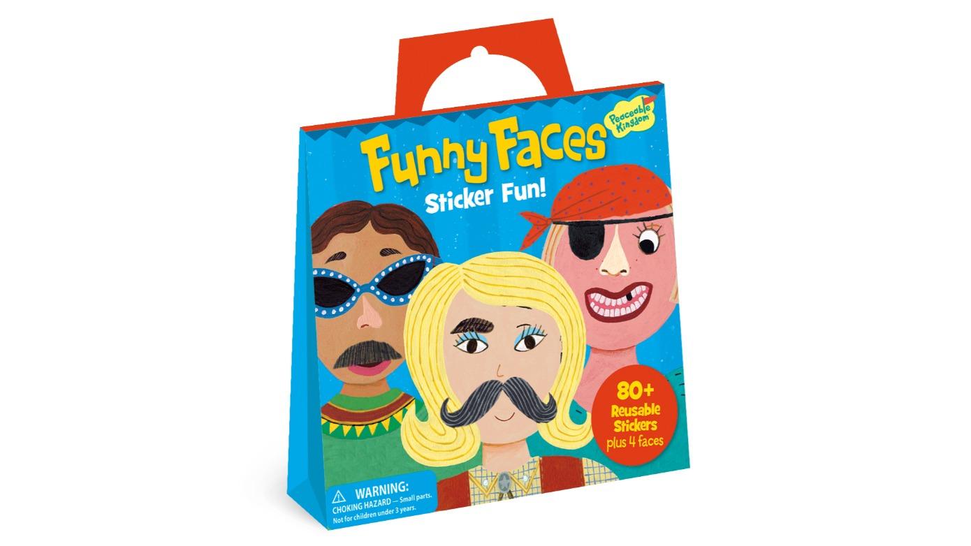 Peaceable Kingdom Funny Faces Reusable Sticker Tote
