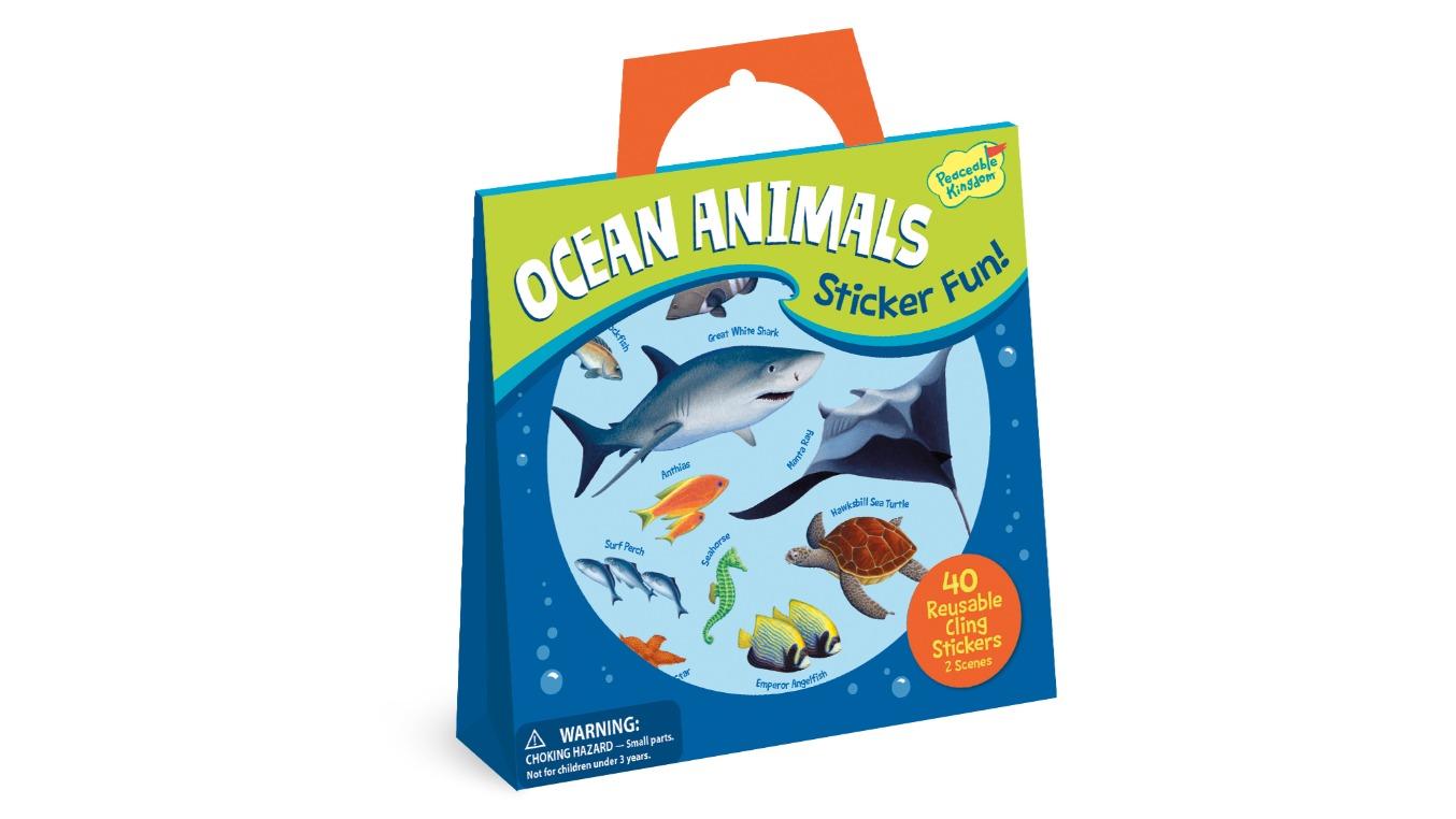 Peaceable Kingdom Ocean Animals Reusable Sticker Tote