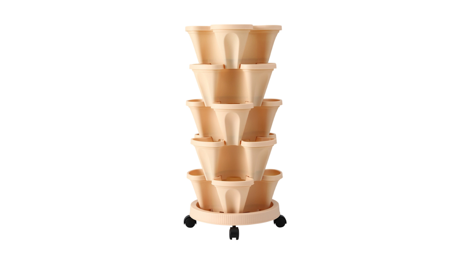 Green Fingers 5-Tier Garden Grey Vertical Strawberry Stackable Planter - Beige