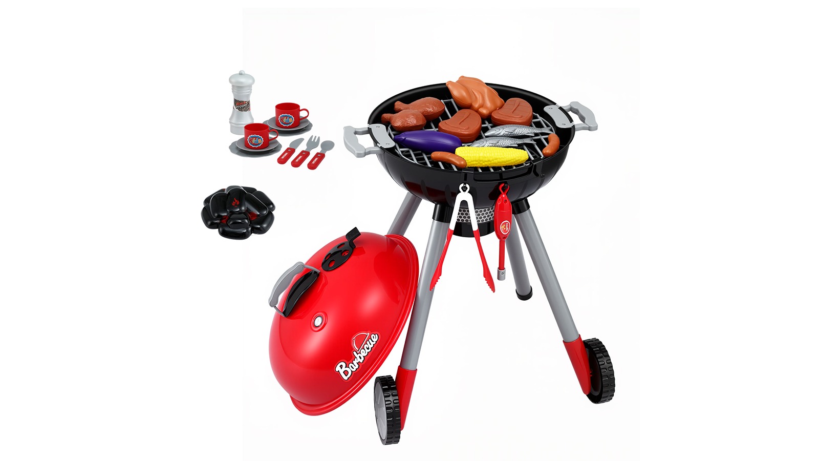 Keezi Kids Kitchen BBQ Playset with Charcoal Play Food Cup