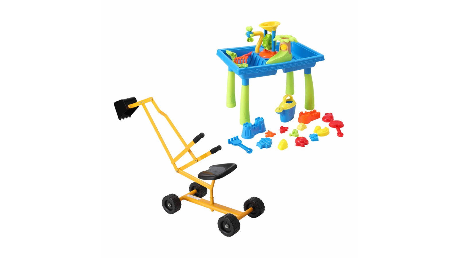 Keezi Ride-on Digger with Sand and Water Table Sandpit Toy Set