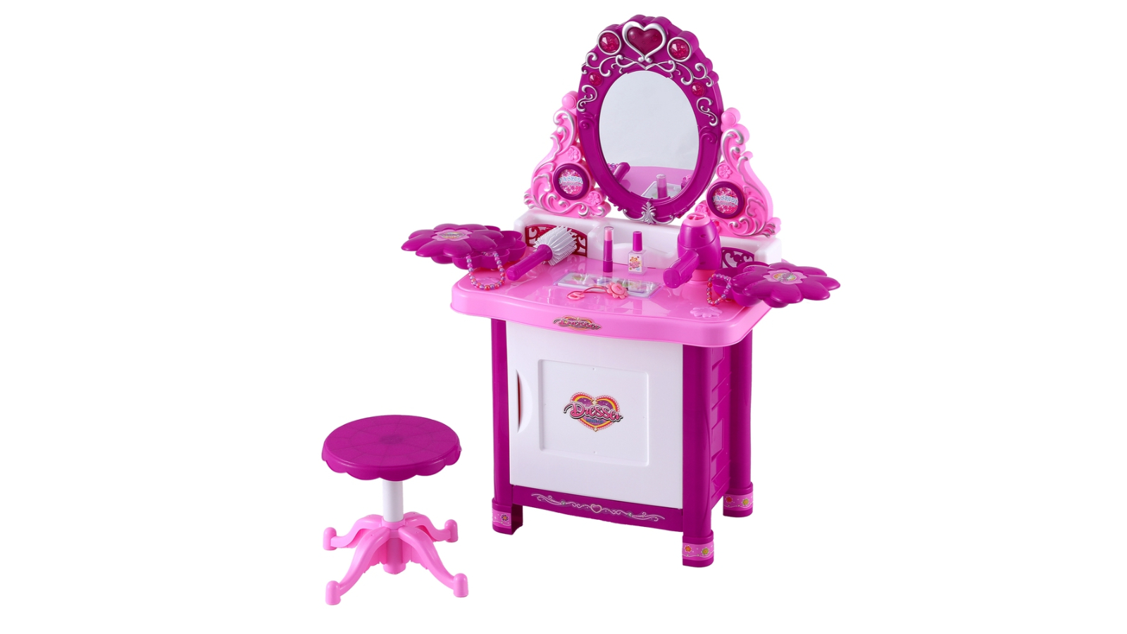 Keezi 30-Piece Kids Makeup Table Play Set - Pink