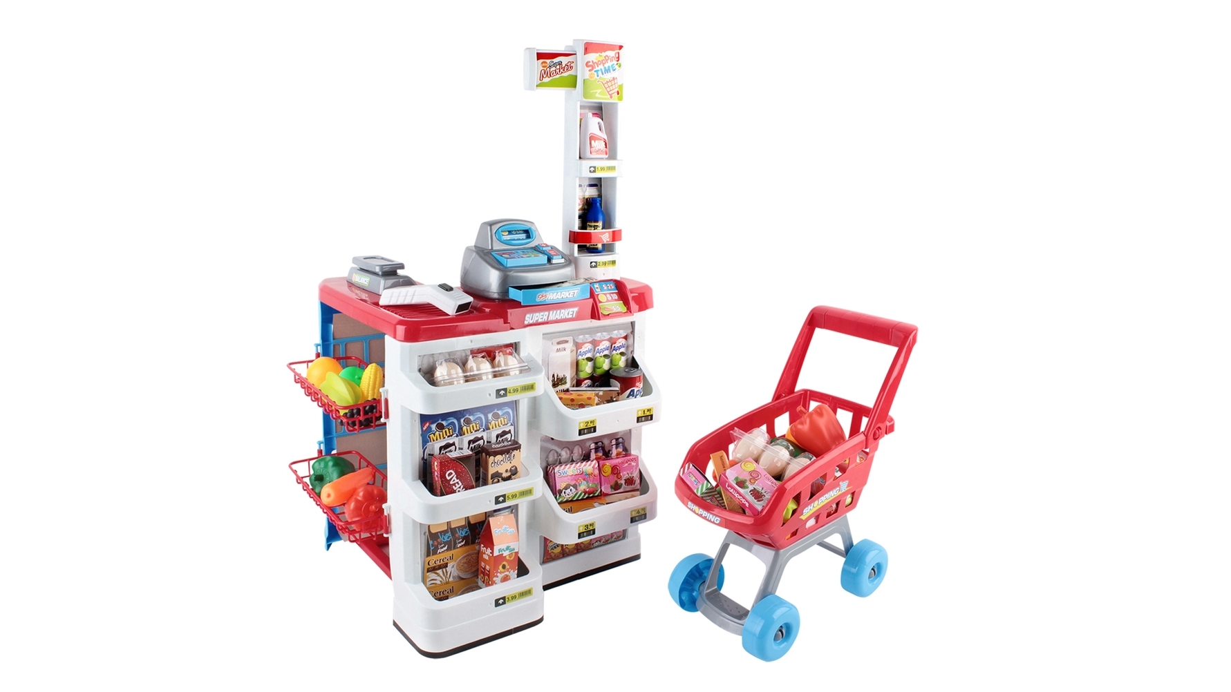 Keezi 24 Pieces Kids Supermarket Set - Red/White