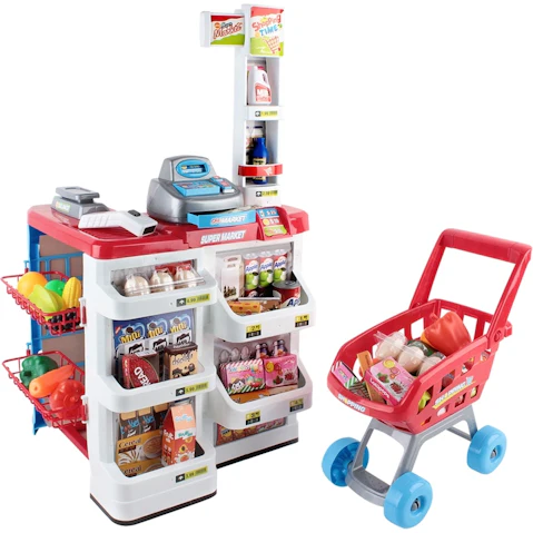 Keezi 24 Pieces Kids Supermarket Set - Red/White