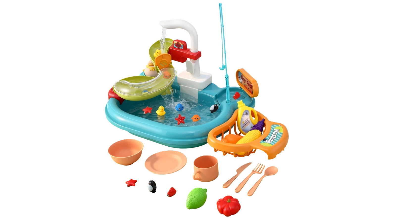 Keezi Kids Kitchen Sink Pretend Playset with Faucet