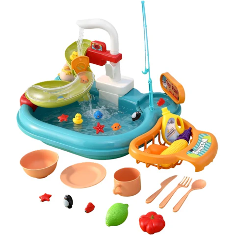 Keezi Kids Kitchen Sink Pretend Playset with Faucet