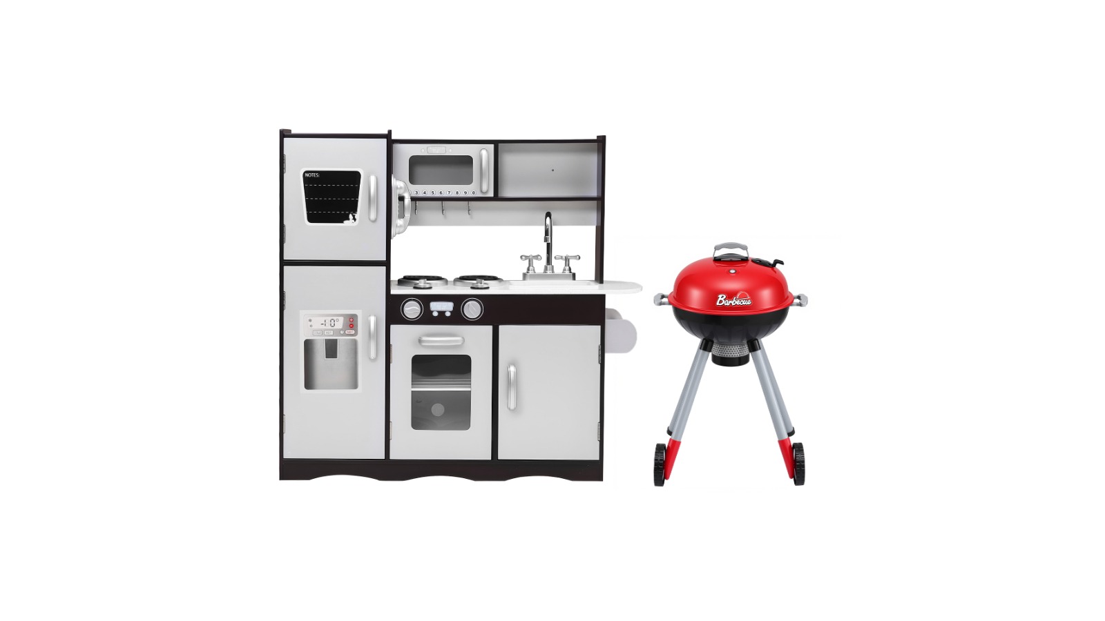 Keezi 80cm Kids Kitchen Playset with Wooden BBQ Grill