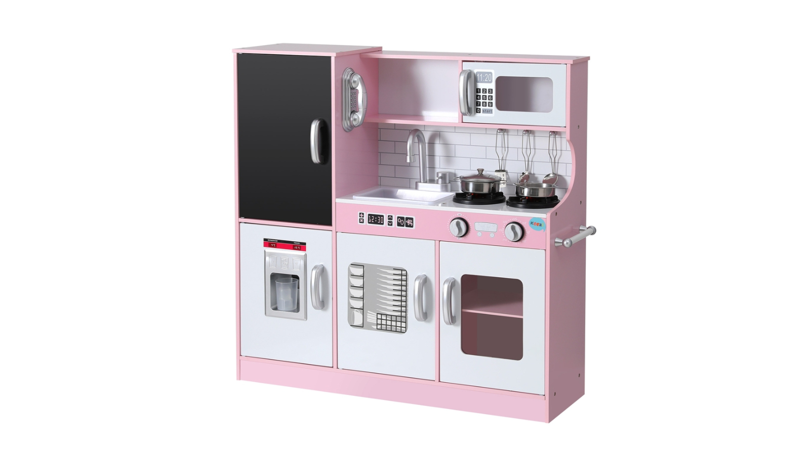 Keezi 80cm Kids Wooden Pretend Kitchen Play Set - Pink