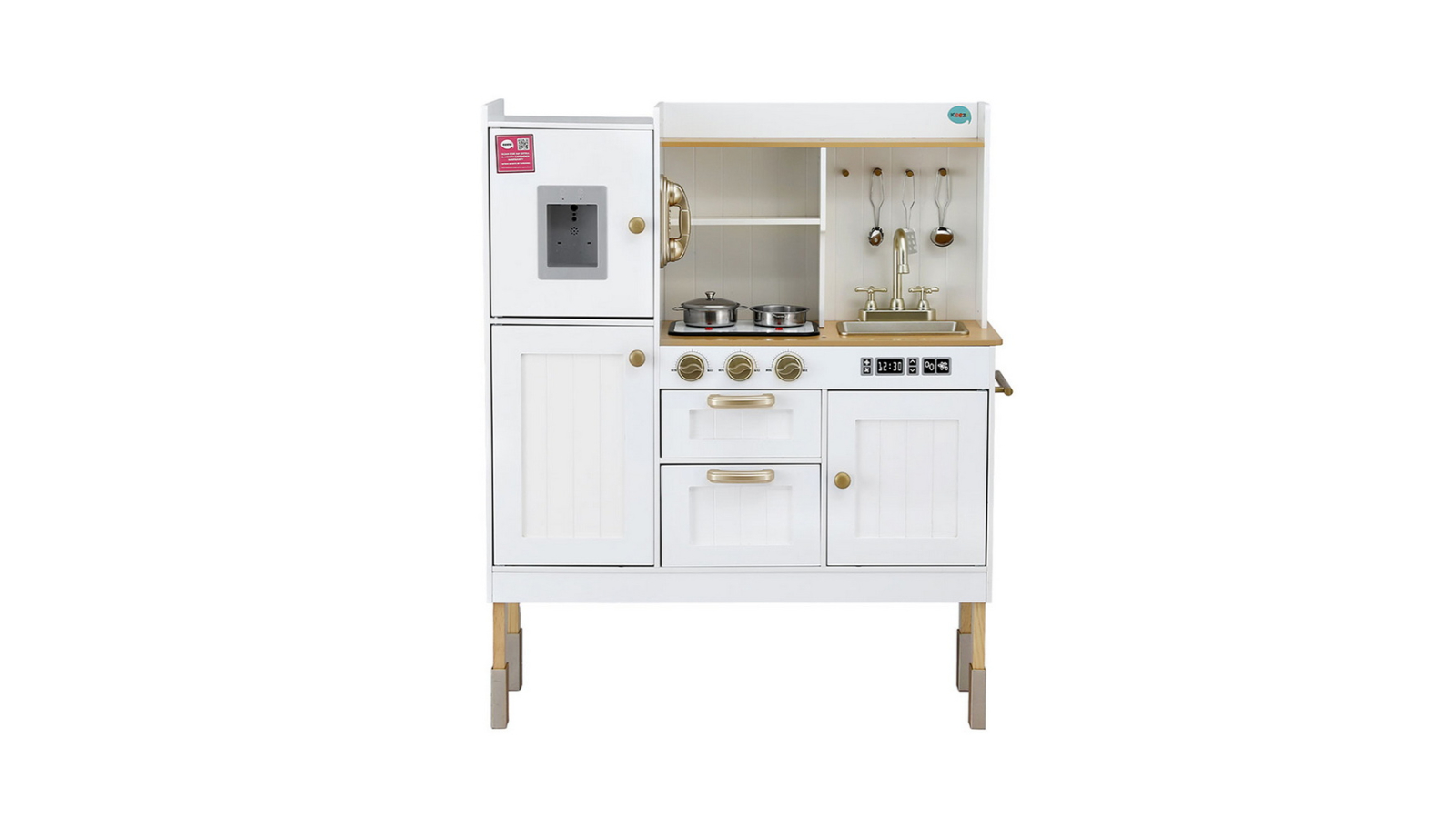 Keezi Kids Wooden Kitchen Playset with Storage - Golden