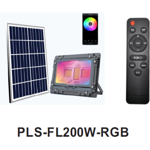 Plusrite Solar LED 200W RGB Flood Lithium Battery