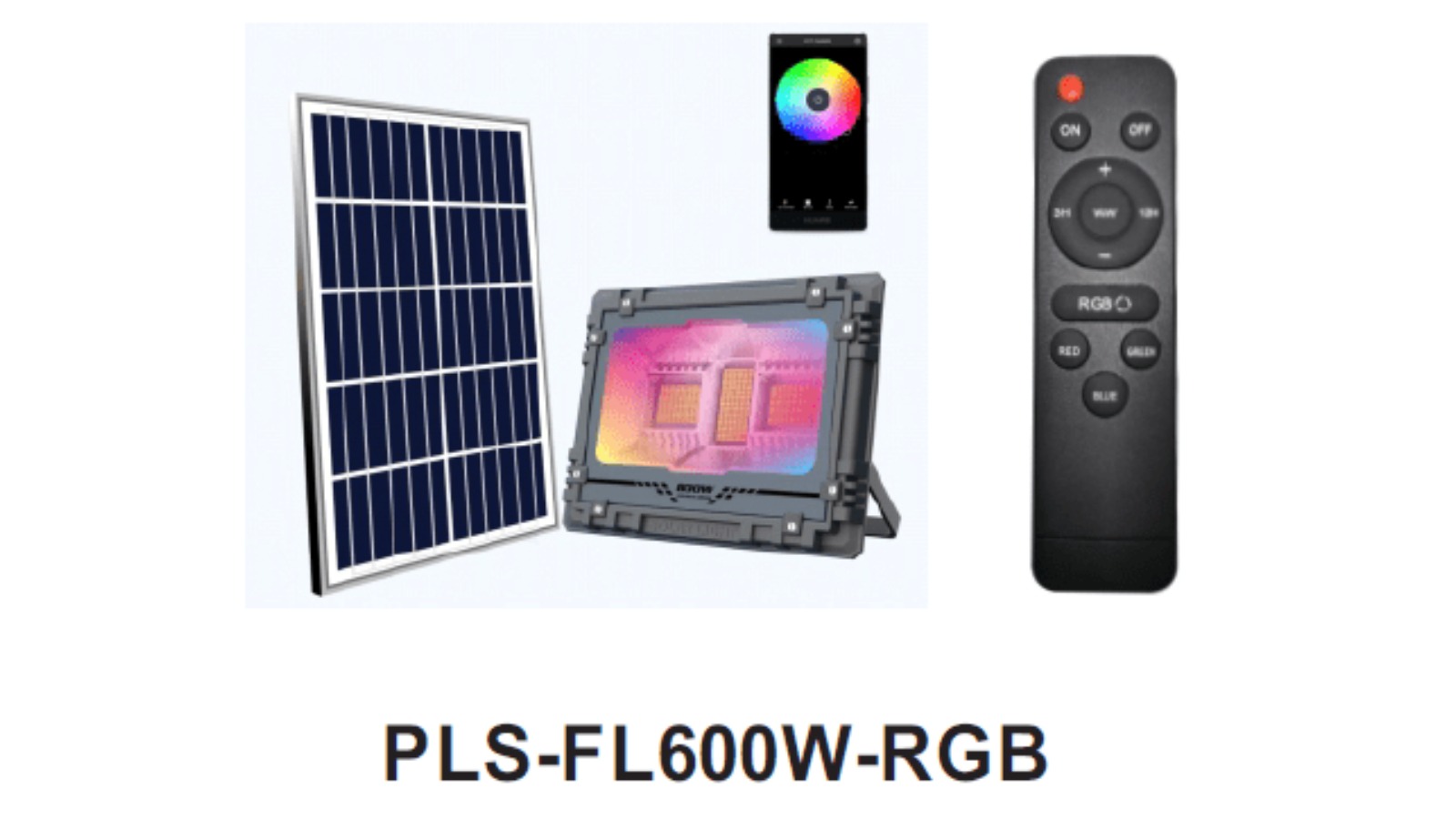 Plusrite Solar LED 600W RGB Flood Lithium Battery
