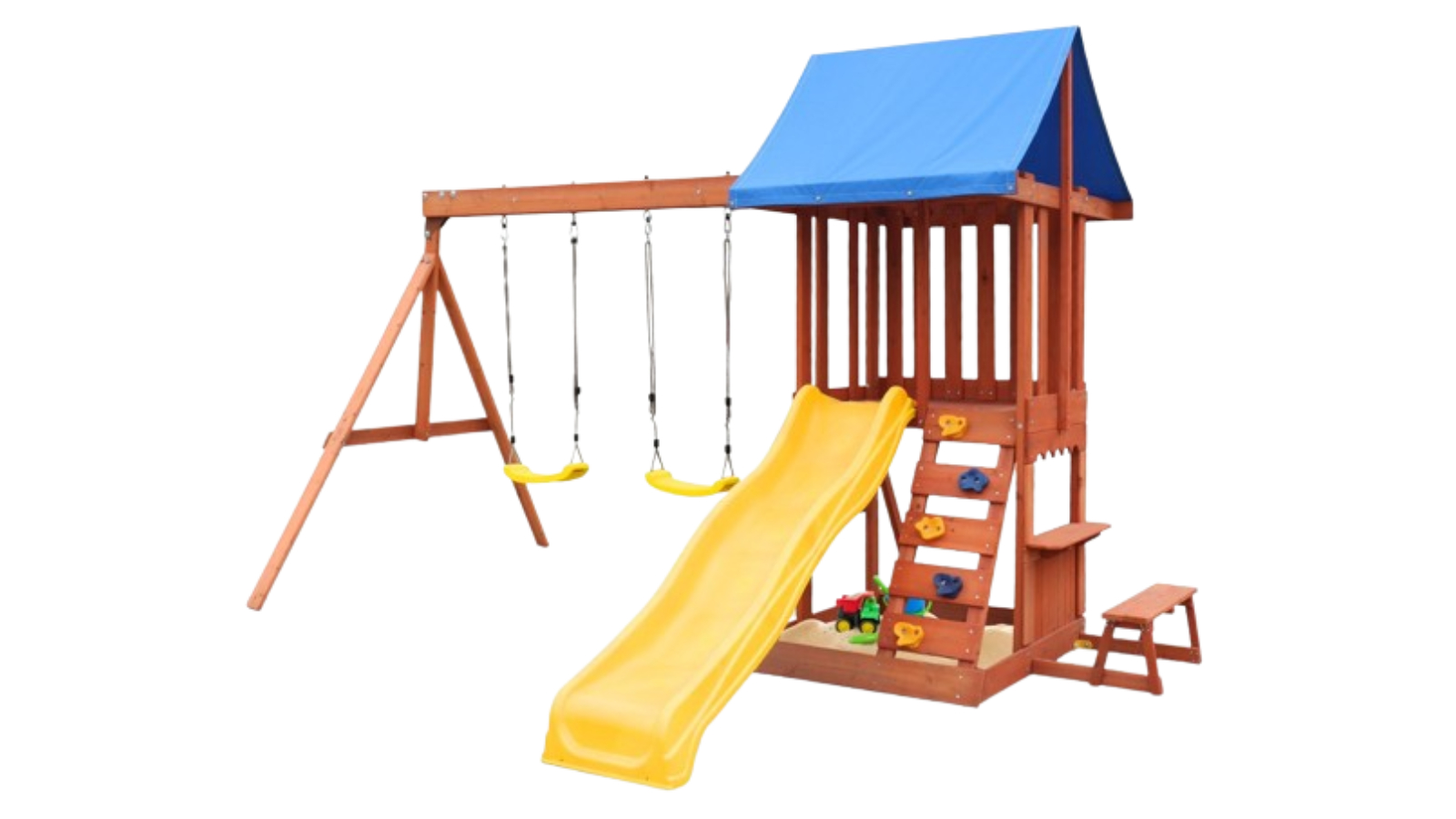 Rovo Kids Outdoor Slide and Swing Play Set with Climbing Wall and Sandpit
