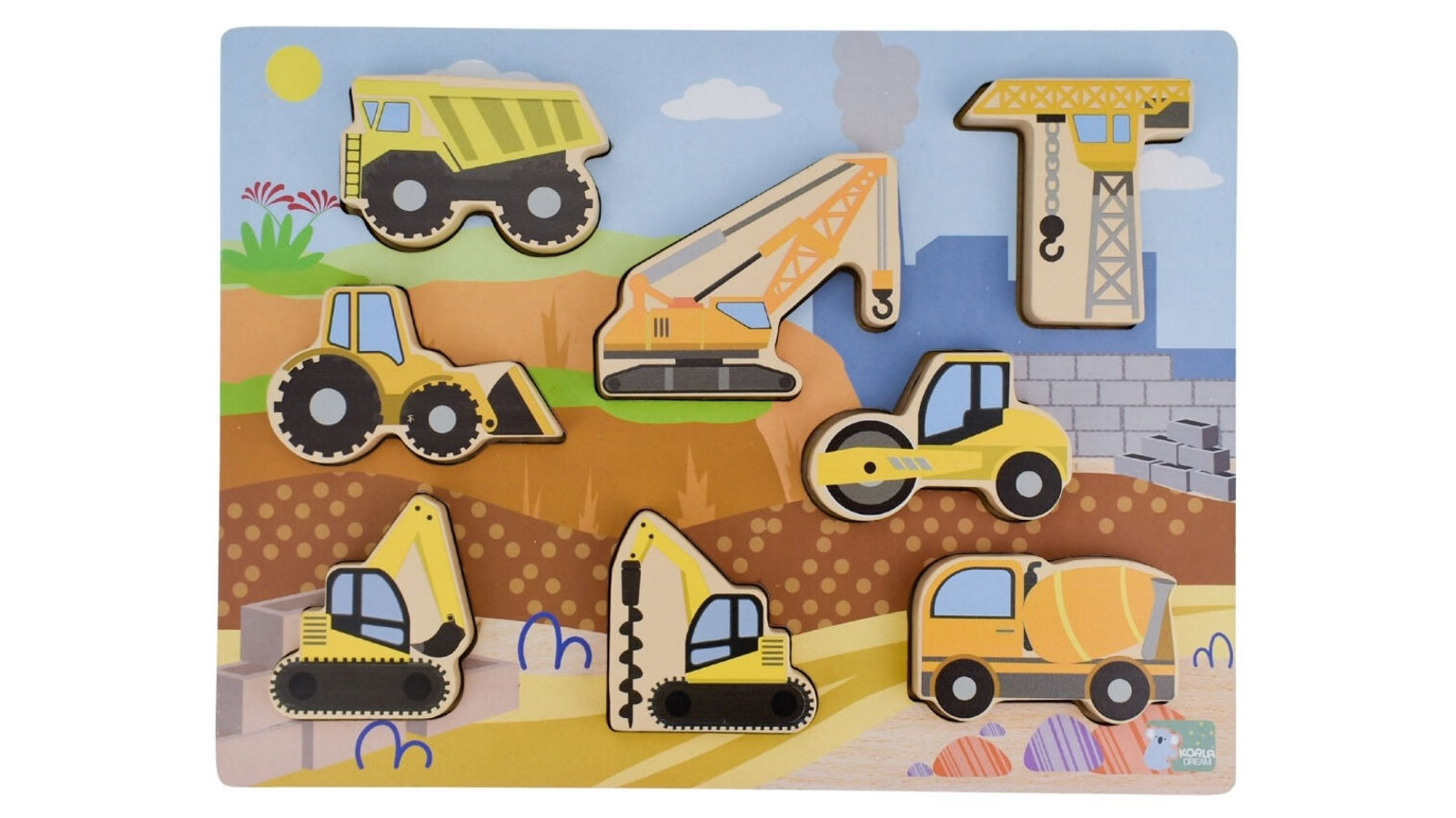 Koala Dream	Wooden Chunky Construction Vehicle Puzzle