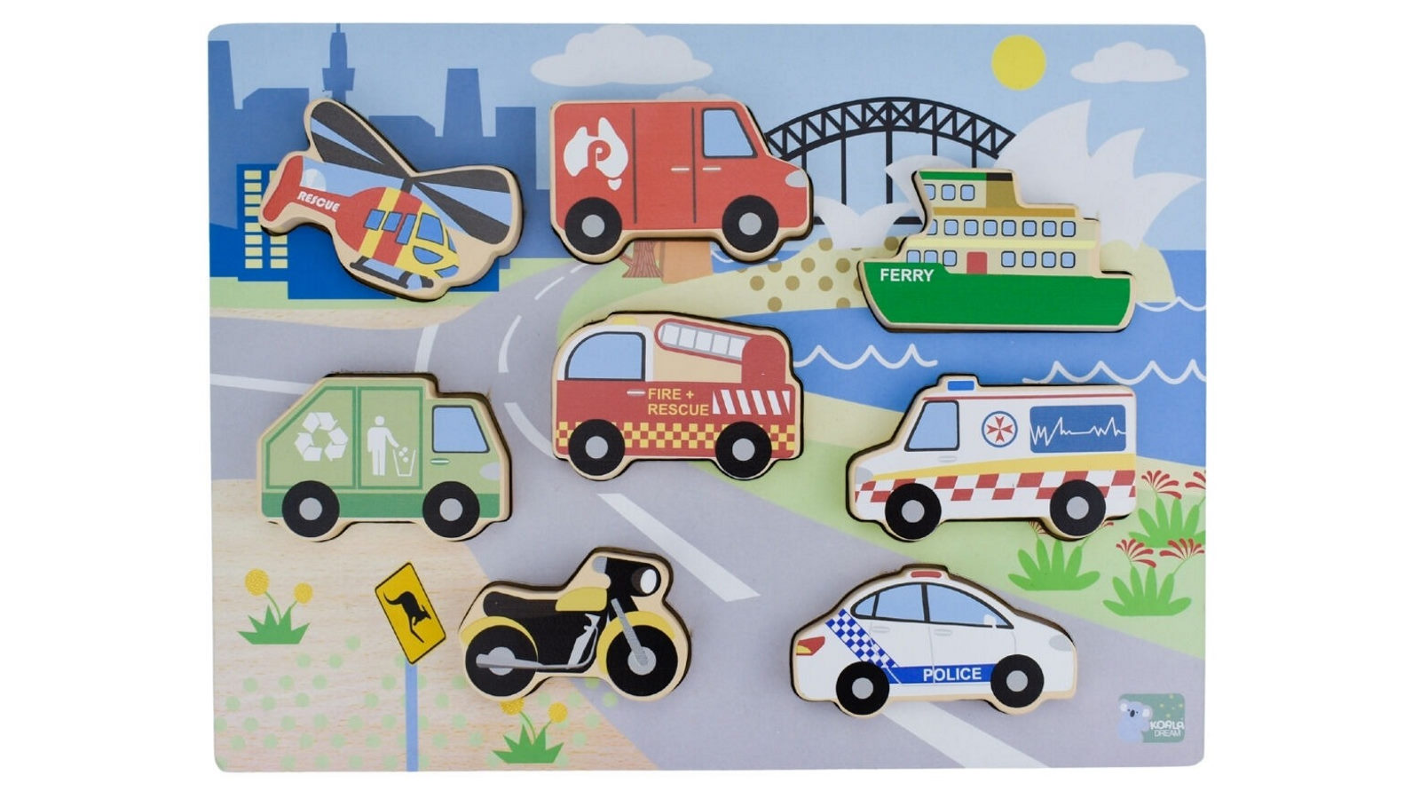 Koala Dream	Wooden Chunky Aussie Transport Vehicle Puzzle