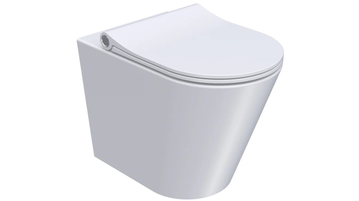 Parisi Linfa Rimless Wall Faced Pan with Pressalit Seat - Gloss White
