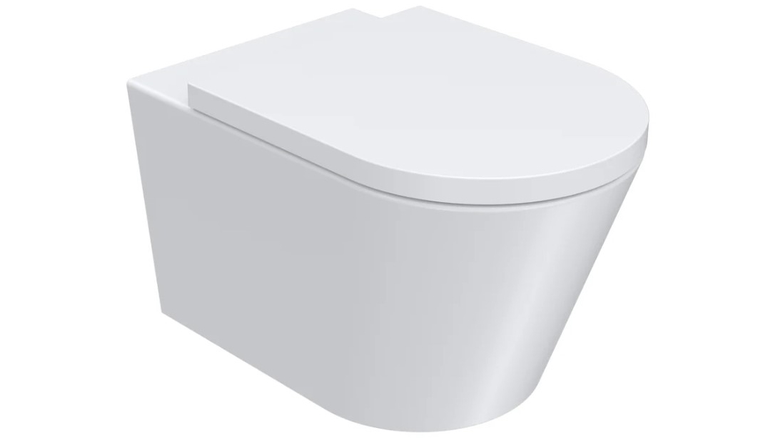 Parisi Linfa Rimless Wall Hung Pan with Soft Close Seat - Gloss White