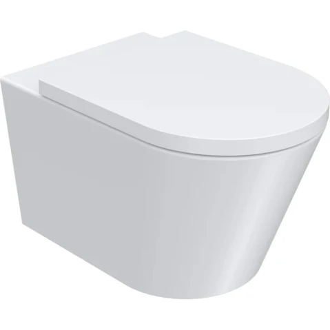 Parisi Linfa Rimless Wall Hung Pan with Soft Close Seat - Gloss White