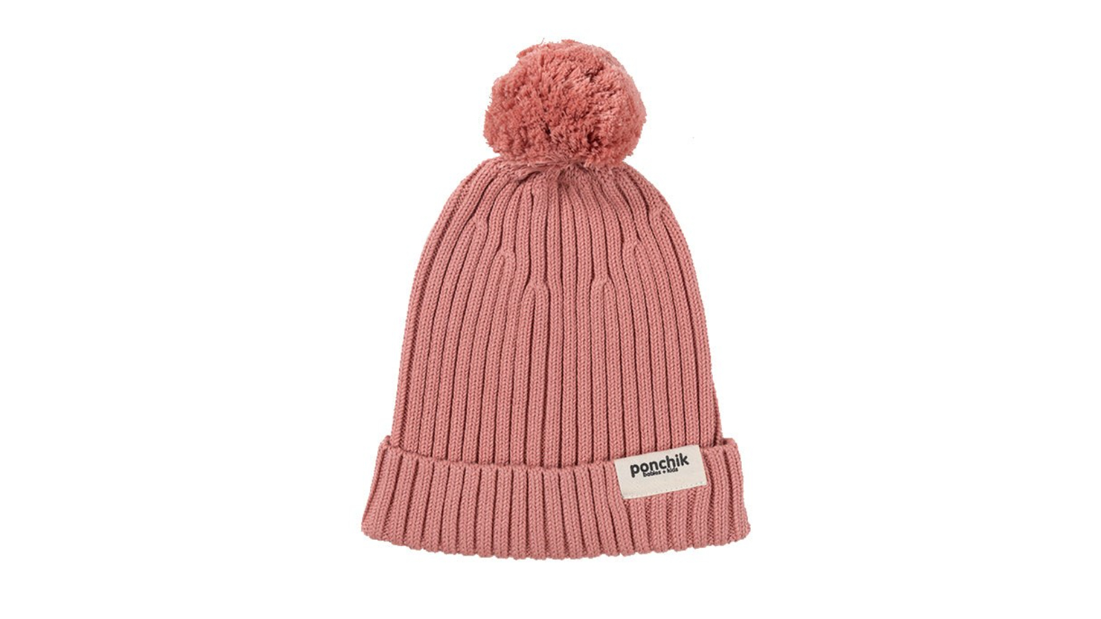 Ponchik Carnation Pom Pom Ribbed Knit Beanie