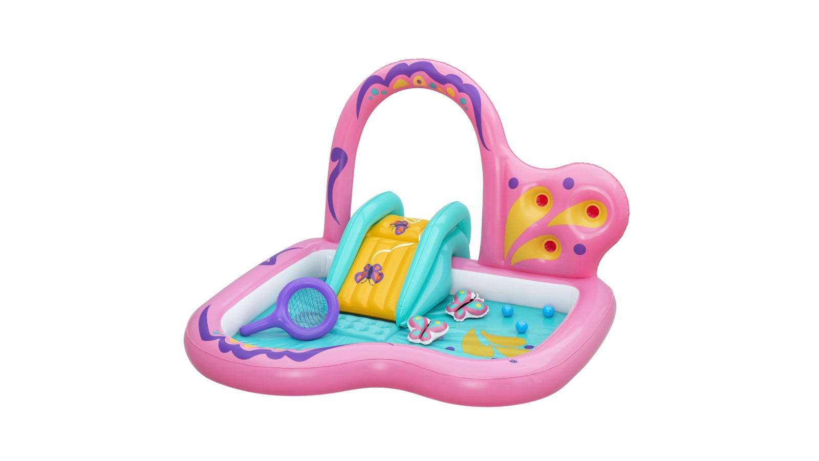 Bestway 180cm Inflatable Butterfly Kids Play Pool Park with Slide - Pink