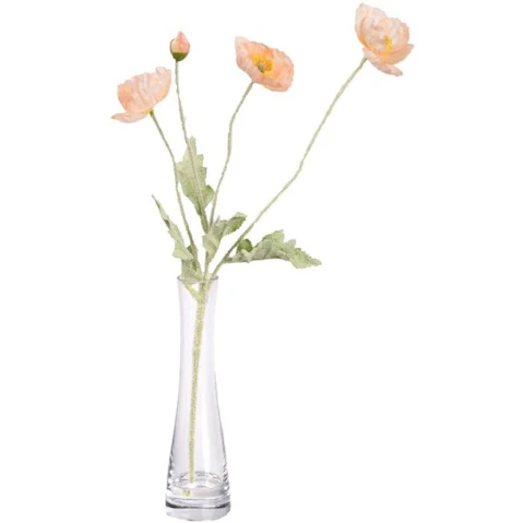 Glamorous Fusion Peach Poppy Artificial Plant Flower in Bud Vase - 46cm