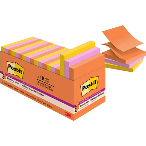 Post-it Pack of 18 Pop-up Rio De Janeiro Super Sticky Note - 7.6 x 7.6cm