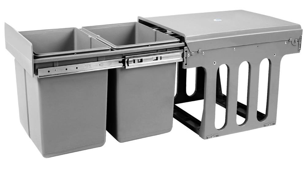 Cefito 2 x 15L Twin Pull Out Bin - Grey