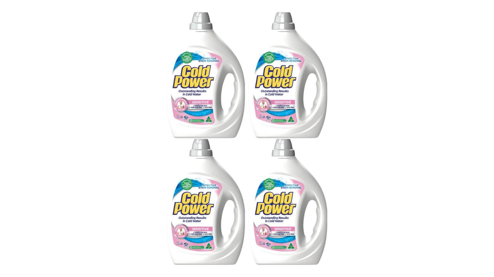 Cold Power 2 Litre Effective Stain Remover Laundry Liquid - Pack of 4