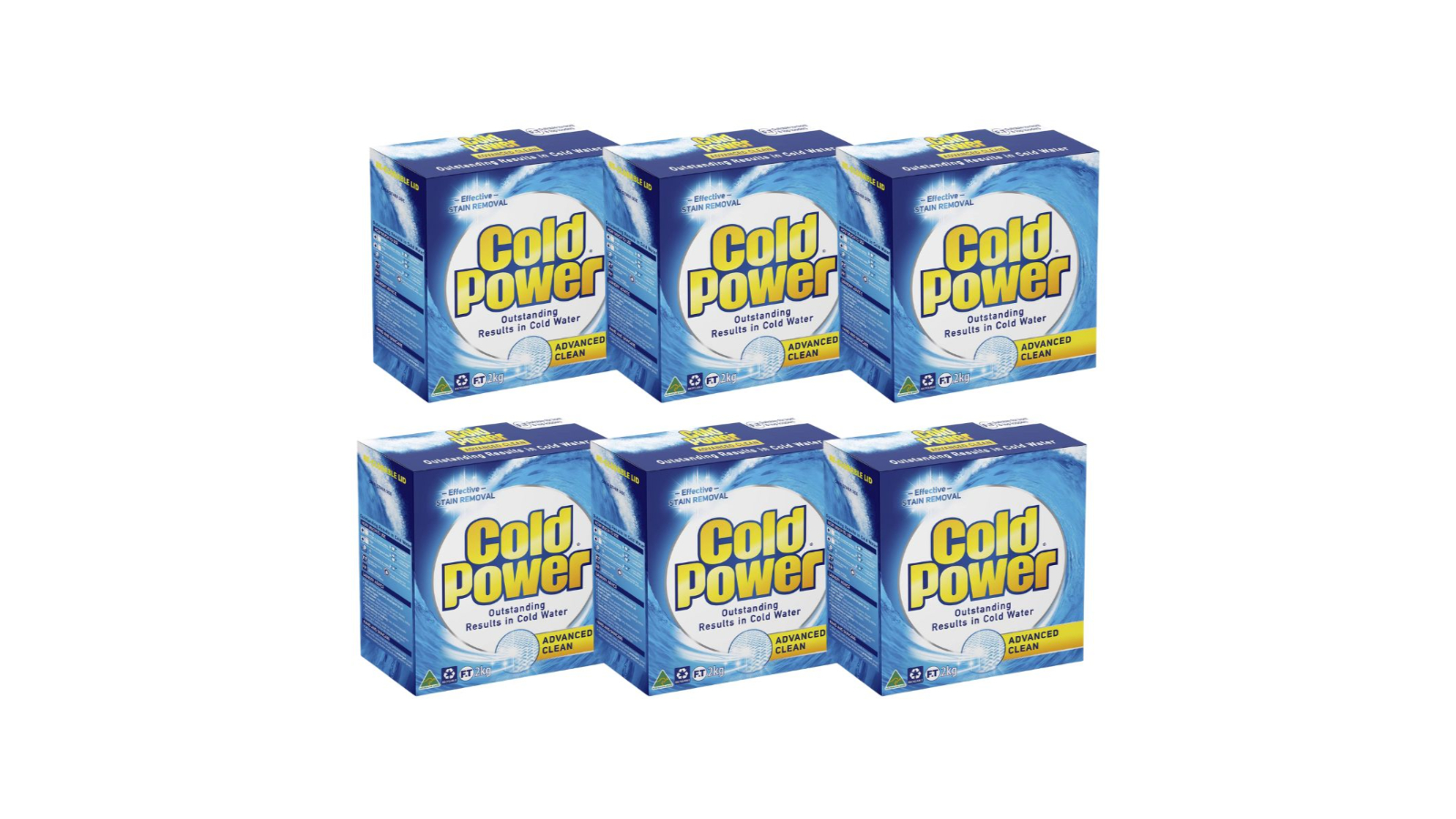 Cold Power 2kg Advanced Clean Stain Remover Laundry Powder - Pack of 6