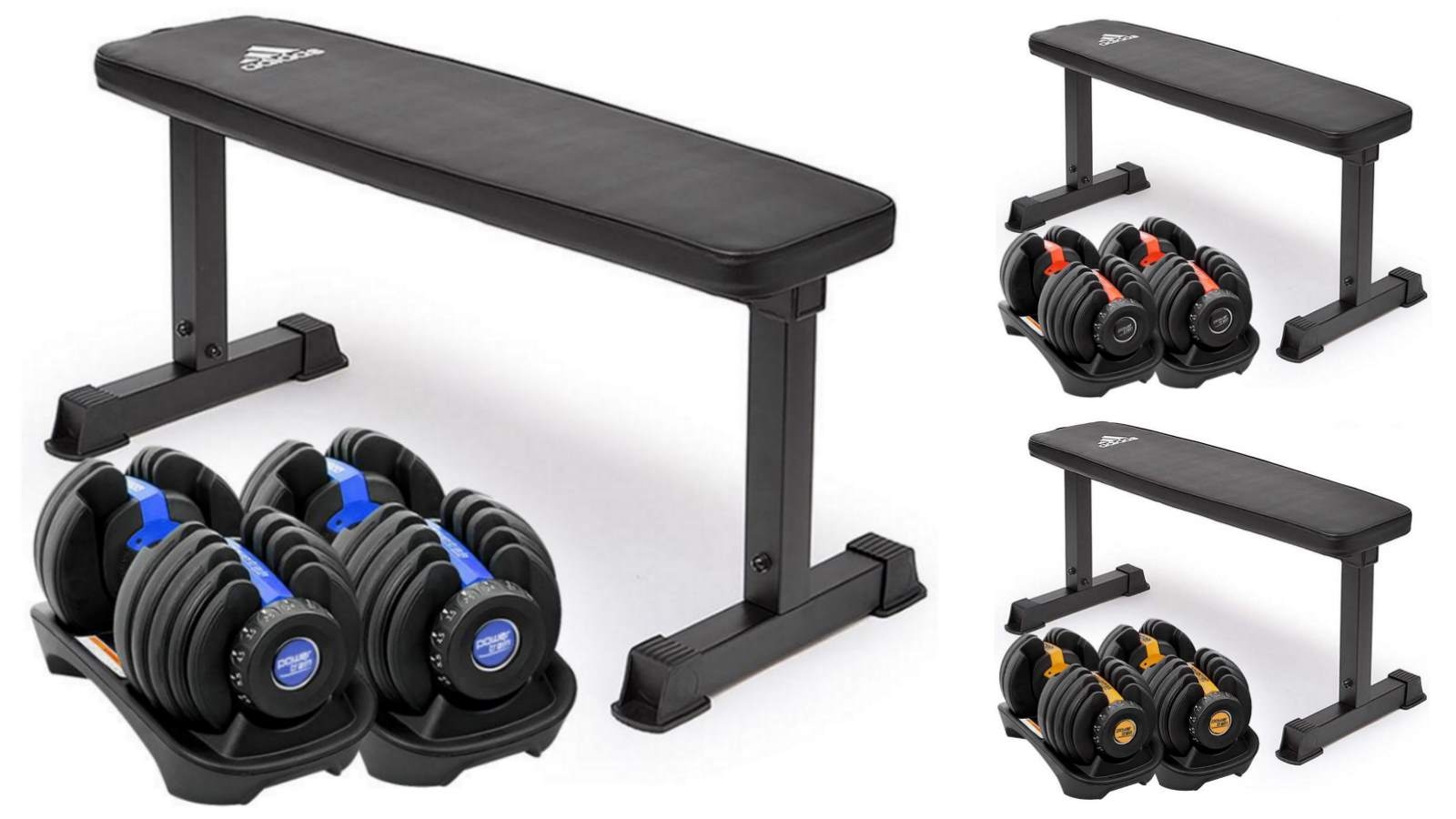 PowerTrain 2x 24kg Dumbbells with 10437 Bench