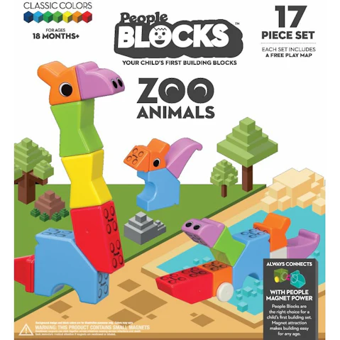 People Blocks 17 Piece Set - Zoo Animal