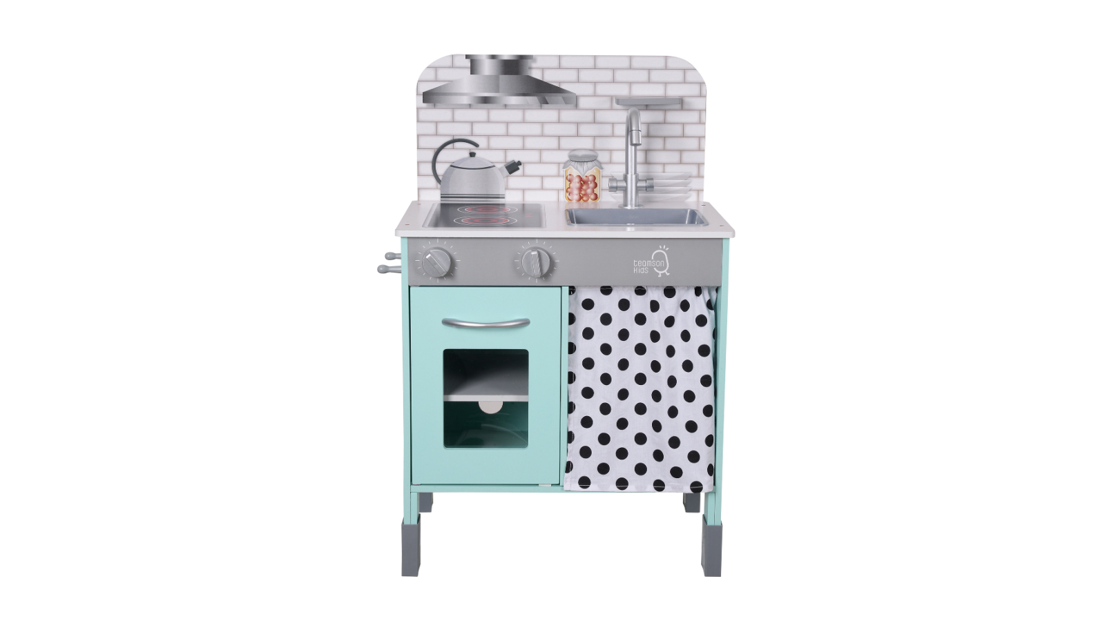 Teamson Kids Little Chef Philly Wooden Kitchen Playset - Grey/Mint