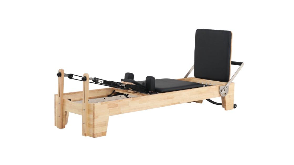Eeeza 243 x 72 x 72cm Oak Wood Frame Pilates Reformer - Black