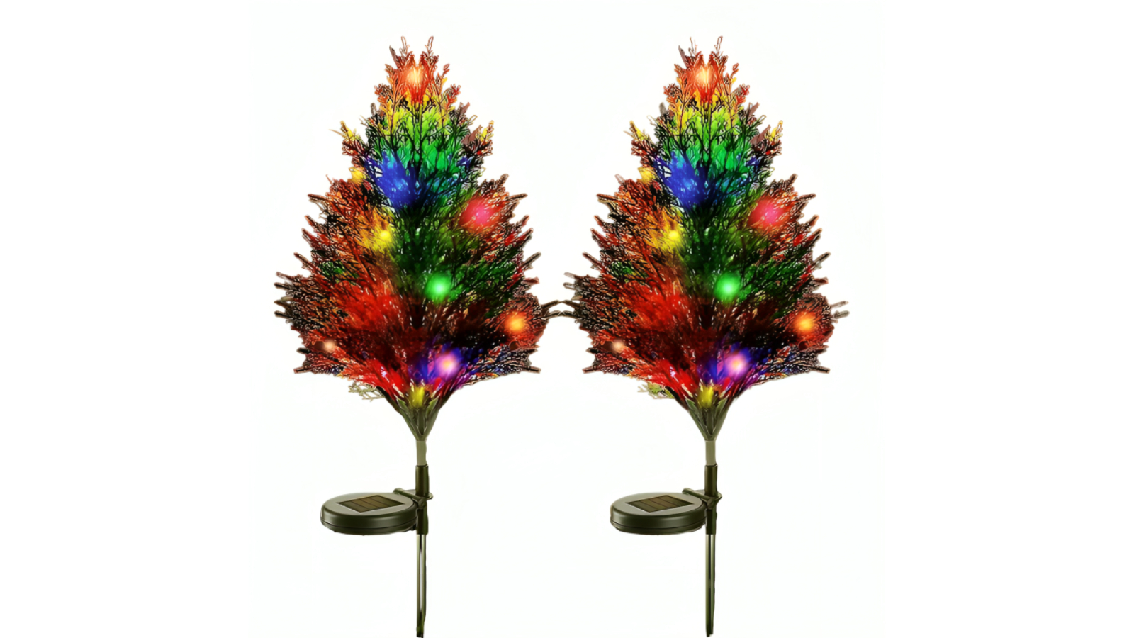 TM A Festive Duo Twinkling Solar Christmas Tree Light