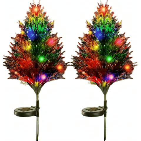 TM A Festive Duo Twinkling Solar Christmas Tree Light
