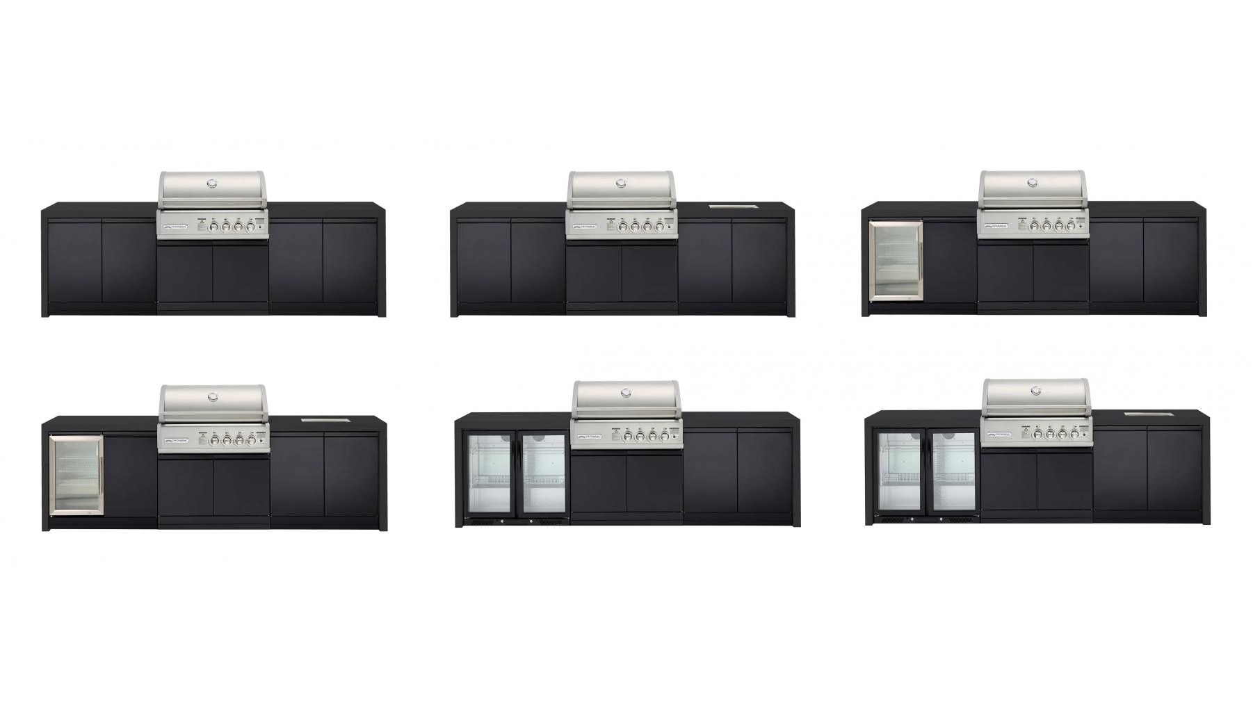 Crossray Premium Black 4-Burner Outdoor Kitchen